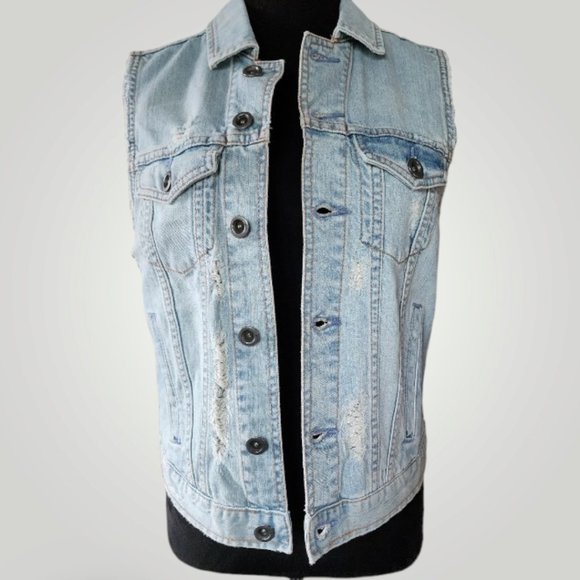 HURLEY Denim Destroyed/Distressed Vest - Picture 2 of 9